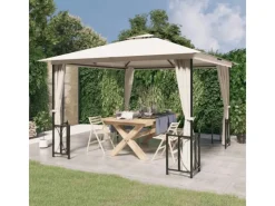 vidaXL Pavillon mit Seitenwänden & Doppeldach 3x3 m Creme* Discount