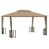 Gartenlauben|vidaXL Pavillon mit Seitenwänden & Doppeldach 3x4 m Taupe