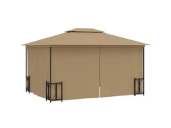 Gartenlauben|vidaXL Pavillon mit Seitenwänden & Doppeldach 3x4 m Taupe