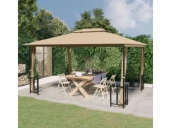 Gartenlauben|vidaXL Pavillon mit Seitenwänden & Doppeldach 3x4 m Taupe