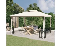 vidaXL Pavillon mit Seitenwänden & Doppeldach 3x4 m Creme* Sale