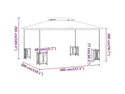 vidaXL Pavillon mit Seitenwänden & Doppeldach 3x4 m Creme* Sale