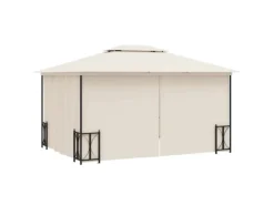 vidaXL Pavillon mit Seitenwänden & Doppeldach 3x4 m Creme* Sale