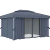 vidaXL Pavillon mit Vorhang 4x3 m Anthrazit Aluminium* Outlet