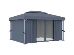 vidaXL Pavillon mit Vorhang 4x3 m Anthrazit Aluminium* Outlet