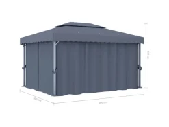 vidaXL Pavillon mit Vorhang 4x3 m Anthrazit Aluminium* Outlet