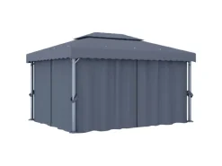 vidaXL Pavillon mit Vorhang 4x3 m Anthrazit Aluminium* Outlet