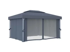 vidaXL Pavillon mit Vorhang 4x3 m Anthrazit Aluminium* Outlet