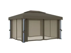 vidaXL Pavillon mit Vorhängen & LED-Lichterkette 4x3 m Taupe* Outlet