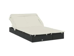 Sonnenliegen|vidaXL 2-Personen-Sonnenliege mit Dach 213x118x97 Poly Rattan Schwarz