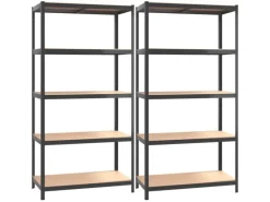 vidaXL Regale mit 5 Böden 2 Stk Stahl & Holzwerkstoff 152868* New