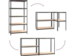 vidaXL Regale mit 5 Böden 2 Stk Stahl & Holzwerkstoff 152868* New