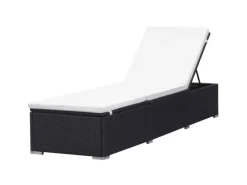 vidaXL Sonnenliege 195 x 60 x 31 cm mit Auflage Poly Rattan Schwarz und Cremeweiß* Clearance