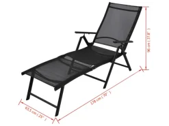 vidaXL Sonnenliege Klappbar Aluminium Schwarz 41741* Discount