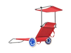 Strandkörbe|vidaXL Sonnenliege Klappbar mit Sonnenschutz und Rädern Stahl 44324