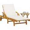 Sonnenliegen|vidaXL Sonnenliege mit Auflage und Tisch Massivholz Akazie 200 x 68 x 30-83 cm