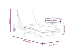 Sonnenliegen|vidaXL Sonnenliege mit Auflage und Tisch Massivholz Akazie 200 x 68 x 30-83 cm