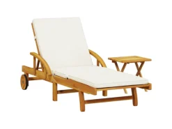 Sonnenliegen|vidaXL Sonnenliege mit Auflage und Tisch Massivholz Akazie 200 x 68 x 30-83 cm