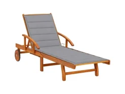 vidaXL Sonnenliege mit Auflage Akazie Massivholz Polsterfarbe  Grau* Best