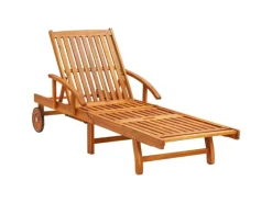 vidaXL Sonnenliege mit Auflage Akazie Massivholz Polsterfarbe  Grau* Best