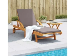 vidaXL Sonnenliege mit Auflage und Tisch Massivholz Akazie* Best