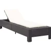vidaXL Sonnenliege mit Auflage Schwarz Poly Rattan Cremeweiße Kissen* Discount