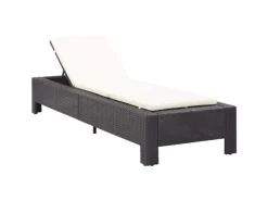 vidaXL Sonnenliege mit Auflage Schwarz Poly Rattan Cremeweiße Kissen* Discount