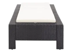 vidaXL Sonnenliege mit Auflage Schwarz Poly Rattan Cremeweiße Kissen* Discount