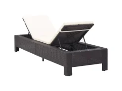 vidaXL Sonnenliege mit Auflage Schwarz Poly Rattan Cremeweiße Kissen* Discount
