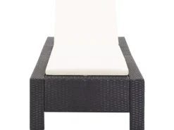 vidaXL Sonnenliege mit Auflage Schwarz Poly Rattan Cremeweiße Kissen* Discount