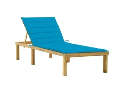 vidaXL Sonnenliege mit Blauer Auflage 200 x 70 x  31,5-77  cm Imprägniertes Kiefernholz* Outlet