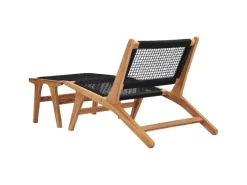 vidaXL Sonnenliege mit Fußablage Massivholz Teak und Seil 49368* Hot