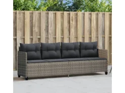 Sonnenliegen|vidaXL Sonnenliege mit Kissen Grau Poly Rattan 368328