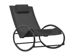 vidaXL Sonnenliege mit Kissen Stahl und Textilene Schwarz*