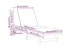 Sonnenliegen|vidaXL Sonnenliege mit Rädern und Kissen Massivholz 4105539