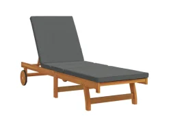 Sonnenliegen|vidaXL Sonnenliege mit Rädern und Kissen Massivholz 4105536