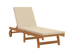 vidaXL Sonnenliege mit Rädern und Kissen aus Massivholz 4105537* Hot