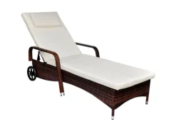 Sonnenliegen|vidaXL Sonnenliege mit Rollen Poly Rattan Braun 66 x 198 x  30-98  cm