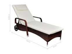 Sonnenliegen|vidaXL Sonnenliege mit Rollen Poly Rattan Braun 66 x 198 x  30-98  cm