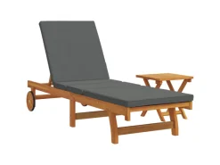 vidaXL Sonnenliege mit Rollen Tisch und Kissen Massivholz Akazie 3325201* Sale