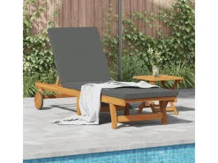 vidaXL Sonnenliege mit Rollen Tisch und Kissen Massivholz Akazie 3325201* Sale