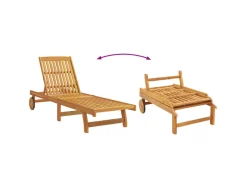 vidaXL Sonnenliege mit Rollen Tisch und Kissen Massivholz Akazie 3325201* Sale