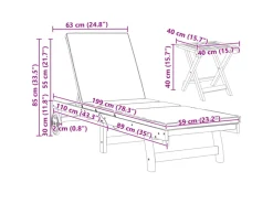 vidaXL Sonnenliege mit Rollen Tisch und Kissen Massivholz Akazie 3325201* Sale