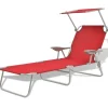Sonnenliegen|vidaXL Sonnenliege mit Sonnenschutz Stahl Rot