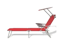 Sonnenliegen|vidaXL Sonnenliege mit Sonnenschutz Stahl Rot