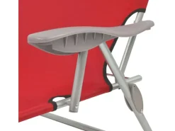 Sonnenliegen|vidaXL Sonnenliege mit Sonnenschutz Stahl Rot