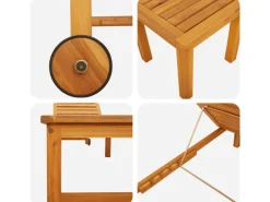 vidaXL Sonnenliege mit Tisch Massivholz Akazie 4108107* Discount