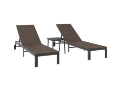 Sonnenliegen|vidaXL Sonnenliegen 2 Stk mit Rädern und Tisch Poly Rattan 42004130