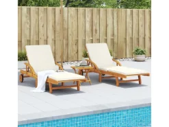 vidaXL Sonnenliegen 2 Stk. mit Auflagen 200x68x83 cm Massivholz Akazie 200 x 68 x 30-83 cm* Outlet