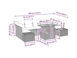 Gartenmöbel-Sets|Lounge-Gartenmöbel|vidaXL 8-Teiliges Garten-Sofa-Set mit Kissen in Schwarz aus Poly Rattan 3358665